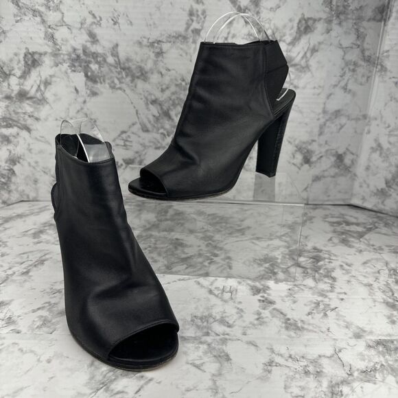 Stuart Weitzman Womens Peep Toe Block Heel Booties Size 8.5 Black Leather - Picture 1 of 9